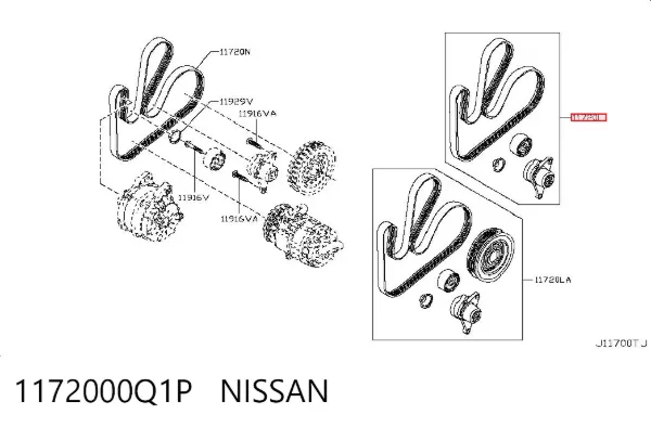 Pasek napędowy mechanizmów, zestaw 1172000Q1P Nissan/Infiniti