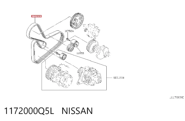 Pas napędowy mechanizmów 1172000Q5L Nissan/Infiniti