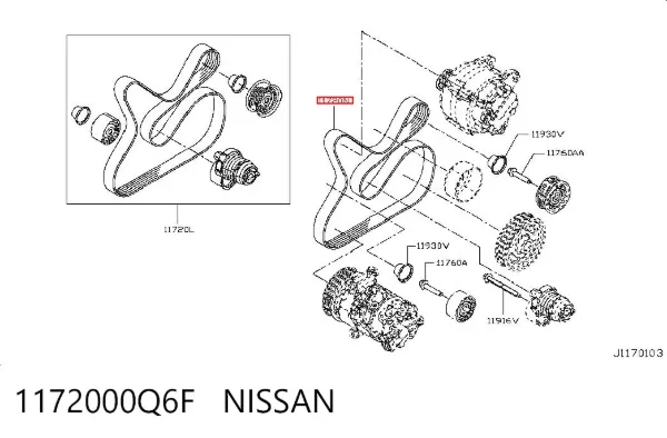 Pas napędowy mechanizmów 1172000Q6F Nissan/Infiniti