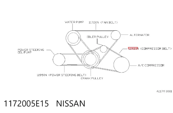 Pas napędowy mechanizmów 1172005E15 Nissan/Infiniti