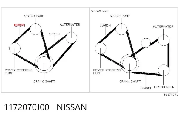 Pas napędowy mechanizmów 1172070J00 Nissan/Infiniti