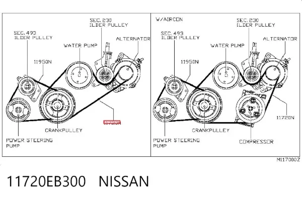Pas napędowy mechanizmów 11720EB300 Nissan/Infiniti
