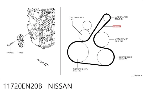 Pas napędowy mechanizmów 11720EN20B Nissan/Infiniti