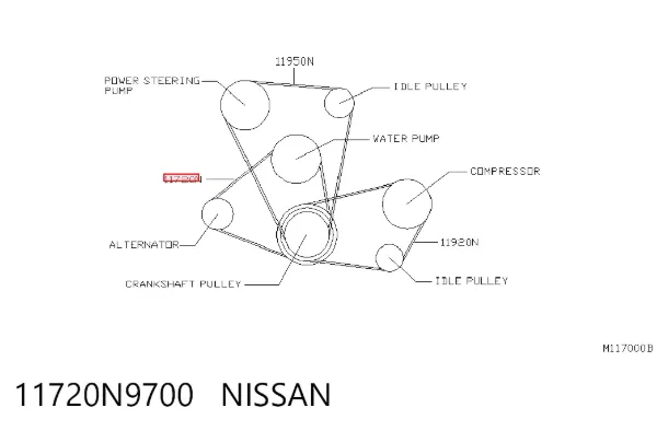 Pas napędowy mechanizmów 11720N9700 Nissan/Infiniti