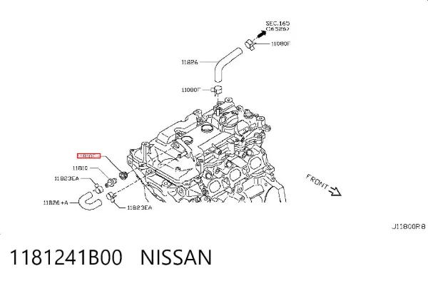 Uszczelka zaworu odpowietrzającego bloku silnika 1181241B00 Nissan/Infiniti