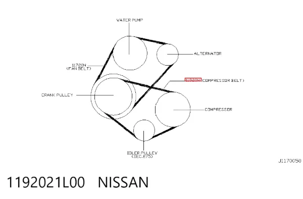 Pas napędowy mechanizmów 1192021L00 Nissan/Infiniti