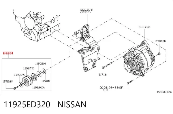 Napinacz paska napędowego 11925ED320 Nissan/Infiniti