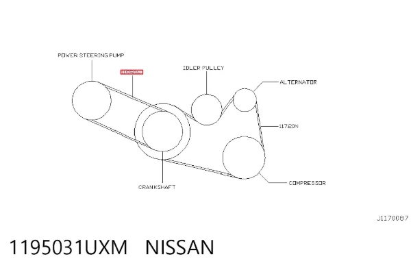 Pas napędowy mechanizmów 1195031UXM Nissan/Infiniti