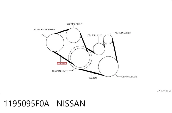Pas napędowy mechanizmów 1195095F0A Nissan/Infiniti