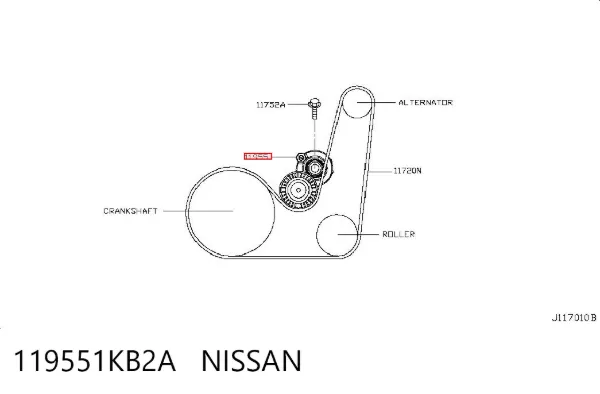 Napinacz paska napędowego 119551KB2A Nissan/Infiniti