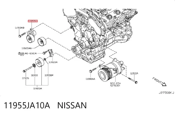 Napinacz paska napędowego 11955JA10A Nissan/Infiniti