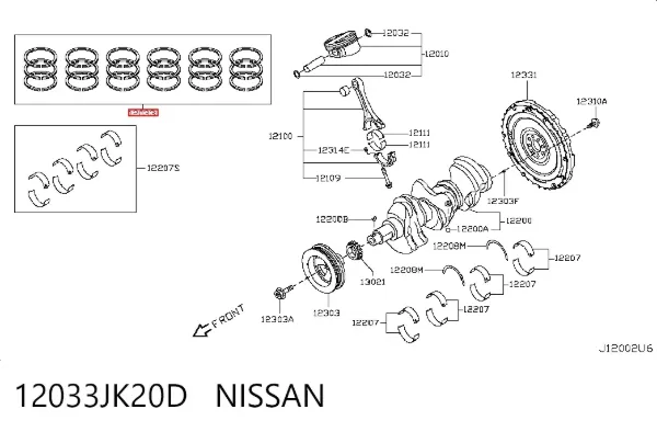 Zestaw pierścieni tłokowych do silnika, STD 12033JK20D Nissan/Infiniti