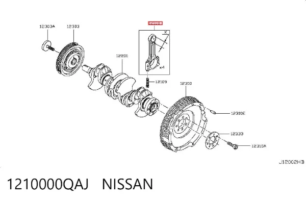 Korbowód tłoka silnika 1210000QAJ Nissan/Infiniti