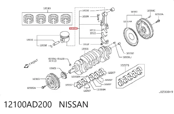 Korbowód tłoka silnika 12100AD200 Nissan/Infiniti