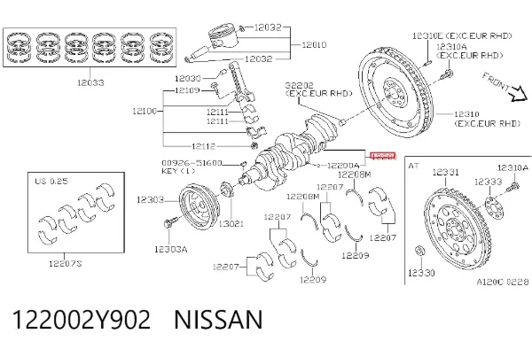 Wał korbowy silnika Nissan Maxima A33