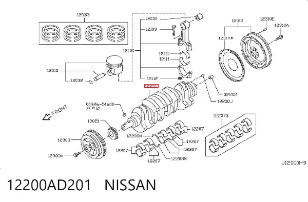 Wał korbowy silnika 12200AD201 Nissan/Infiniti