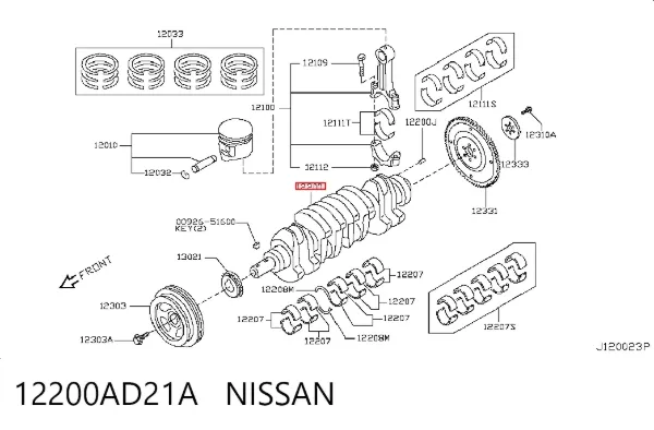 Wał korbowy silnika 12200AD21A Nissan/Infiniti