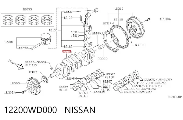 Wał korbowy silnika Nissan Almera II