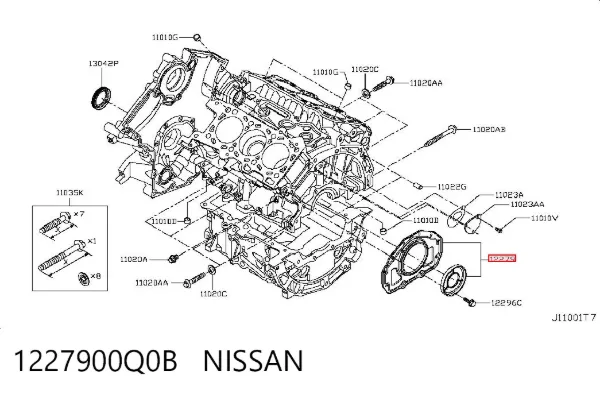 Uszczelniacz wału korbowego silnika tylny Nissan Pathfinder R51M