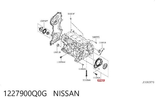 Uszczelniacz wału korbowego silnika tylny 1227900Q0G Nissan/Infiniti