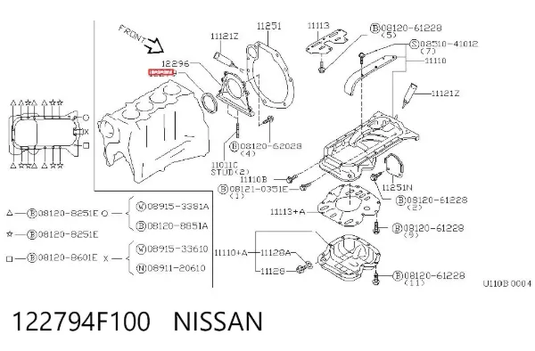 Uszczelniacz wału korbowego silnika tylny 122794F100 Nissan/Infiniti