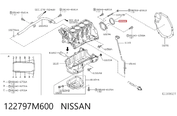 Uszczelniacz wału korbowego silnika tylny 122797M600 Nissan/Infiniti