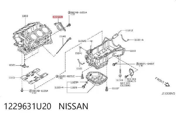 Uszczelniacz wału korbowego silnika tylny 1229631U20 Nissan/Infiniti