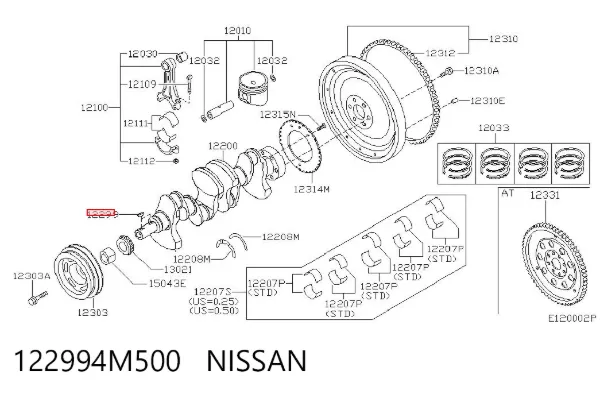 Koło pasowe wału korbowego 122994M500 Nissan/Infiniti
