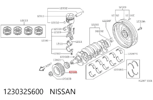 Koło pasowe wału korbowego 123032S600 Nissan/Infiniti