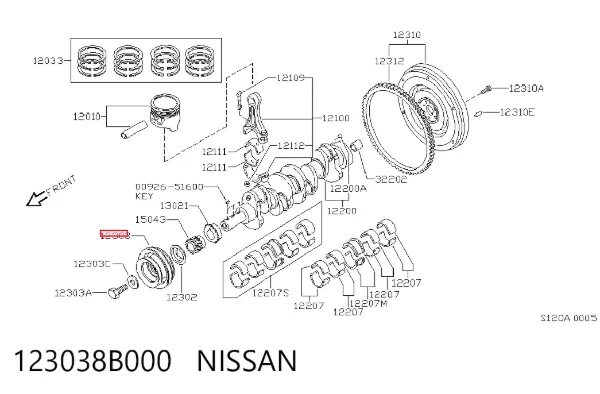 Koło pasowe wału korbowego 123038B000 Nissan/Infiniti