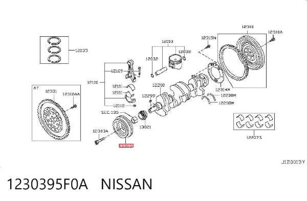 Koło pasowe wału korbowego 1230395F0A Nissan/Infiniti