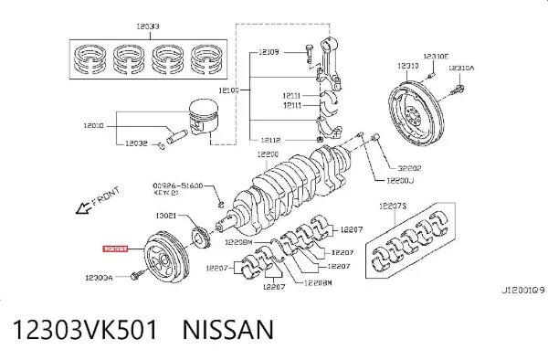 Koło pasowe wału korbowego 12303VK501 Nissan/Infiniti