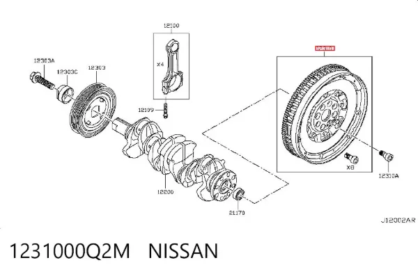 Koło zamachowe silnika 1231000Q2M Nissan/Infiniti