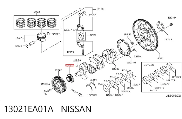 Koło zębate walcowe napędu wałka rozrządu 13021EA01A Nissan/Infiniti