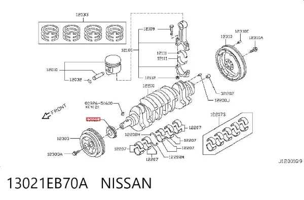 Koło zębate walcowe napędu wałka rozrządu 13021EB70A Nissan/Infiniti