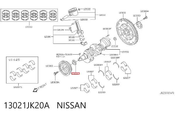 Koło zębate walcowe napędu wałka rozrządu 13021JK20A Nissan/Infiniti