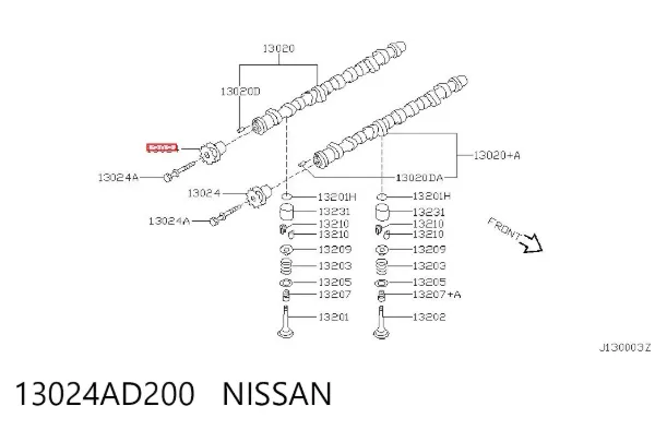 Koło zębatewalcowe wałka rozrządu silnika 13024AD200 Nissan/Infiniti