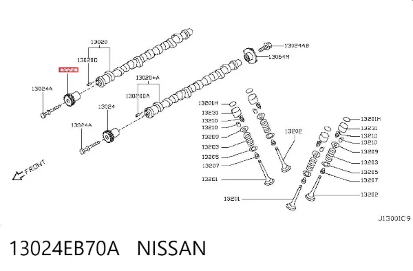 Koło zębatewalcowe wałka rozrządu silnika 13024EB70A Nissan/Infiniti