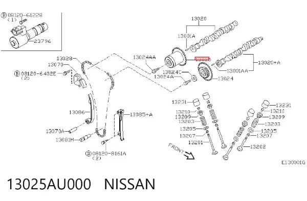 Koło zębate walcowe wału rozrządu silnika, dolotowego (ssącego) 13025AU000 Nissan/Infiniti