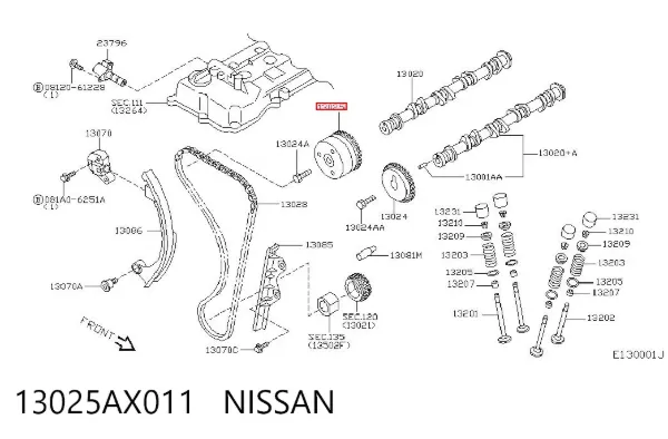 Koło zębatewalcowe wałka rozrządu silnika 13025AX011 Nissan/Infiniti
