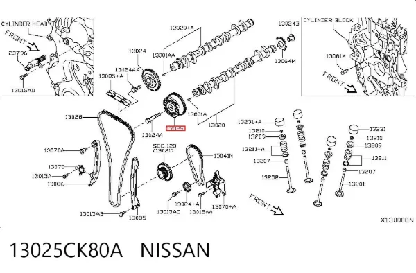 Koło zębatewalcowe wałka rozrządu silnika 13025CK80A Nissan/Infiniti