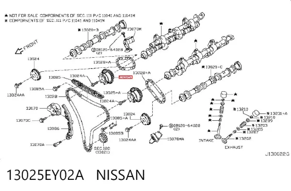 Koło zębate walcowe wału rozrządu silnika, dolotowego (ssącego) prawego 13025EY02A Nissan/Infiniti