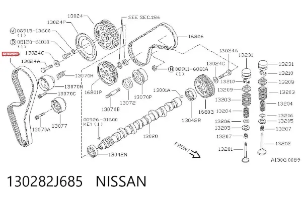 Pasek rozrządu 130282J685 Nissan/Infiniti