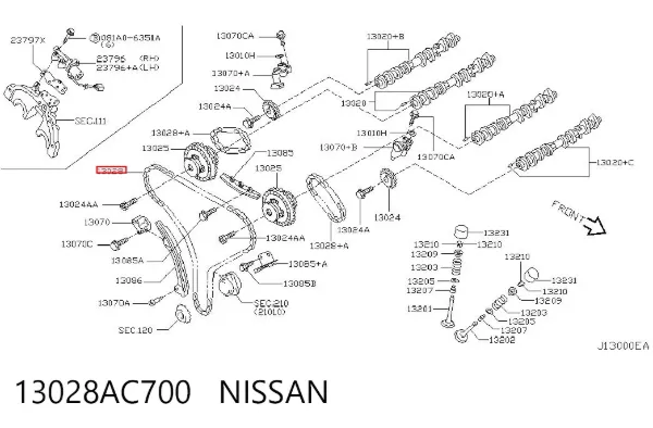 Łańcuch rozrządu 13028AC700 Nissan/Infiniti