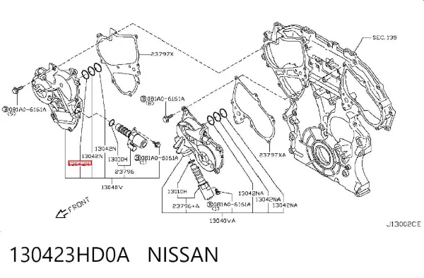 Uszczelniacz wałka rozrządu silnika przedni 130423HD0A Nissan/Infiniti