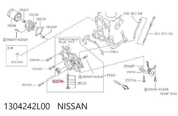 Uszczelniacz wału korbowego przedni 1304242L00 Nissan/Infiniti
