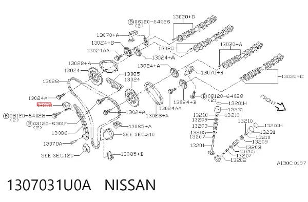 Napinacz łańcucha rozrządu 1307031U0A Nissan/Infiniti