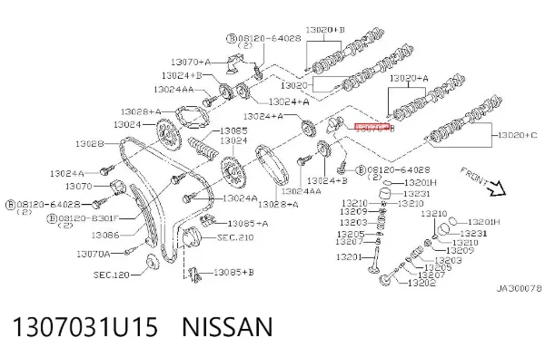 Napinacz łańcucha wałków rozrządu lewy 1307031U15 Nissan/Infiniti