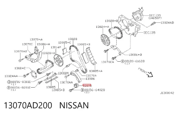 Napinacz łańcucha rozrządu 13070AD200 Nissan/Infiniti
