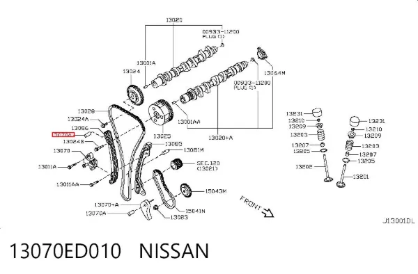 Napinacz łańcucha rozrządu lewy 13070ED010 Nissan/Infiniti